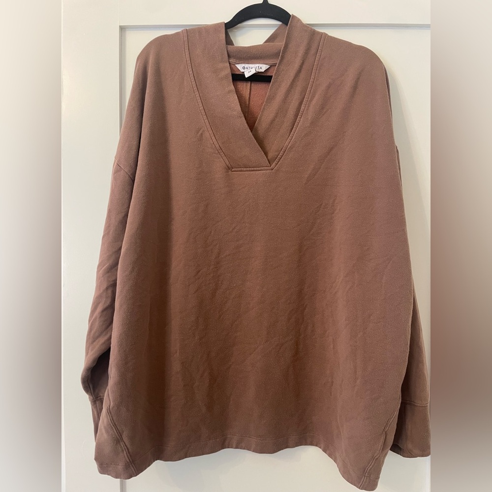 Athleta Brown V-Neck Pullover—2X